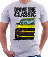 Drive The Classic VW Golf Mk2 GTI Early Model. T-shirt in White Colour