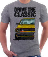 Drive The Classic VW Golf Mk2 GTI Late Model. T-shirt in Heather Grey Colour