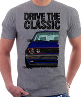 Drive The Classic VW Golf Mk2 GTI Late Model. T-shirt in Heather Grey Colour