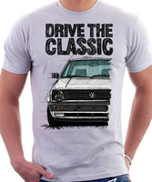 Drive The Classic VW Golf Mk2 Late Model. T-shirt in White Colour