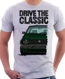 Drive The Classic VW Golf Mk2 Late Model. T-shirt in White Colour