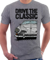 Drive The Classic VW Karmann Ghia Erly Model. T-shirt in Heather Grey Colour