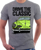 Drive The Classic VW Karmann Ghia Erly Model. T-shirt in Heather Grey Colour