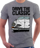 Drive The Classic VW Karmann Ghia Late Model. T-shirt in Heather Grey Colour