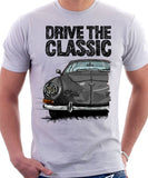 Drive The Classic VW Karmann Ghia Late Model. T-shirt in White Colour