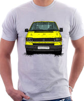 VW Transporter T4 Early Model Black Bumper . T-shirt in White Colour