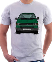 VW Transporter T4 Early Model Black Bumper . T-shirt in White Colour