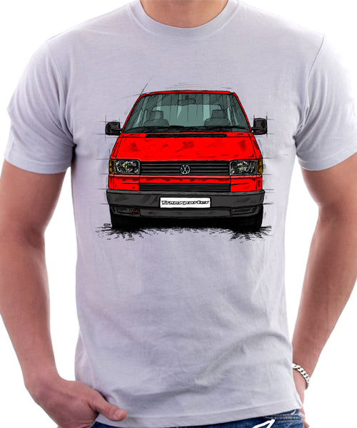 VW Transporter T4 Early Model Black Bumper . T-shirt in White Colour