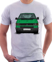 VW Transporter T4 Early Model Black Bumper . T-shirt in White Colour