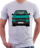 VW Transporter T4 Early Model Black Bumper . T-shirt in White Colour