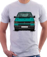 VW Transporter T4 Late Model Black Bumper . T-shirt in White Colour